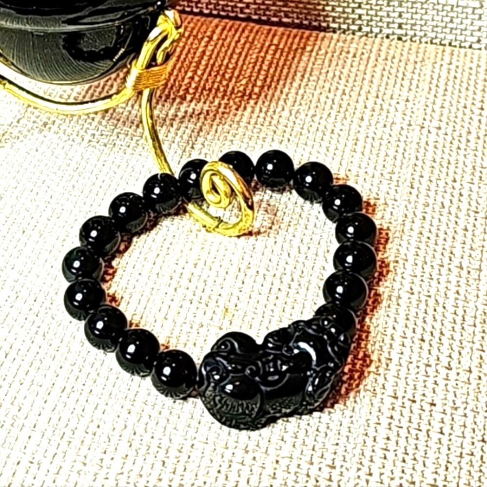 Black Beaded Dragon Bracelet